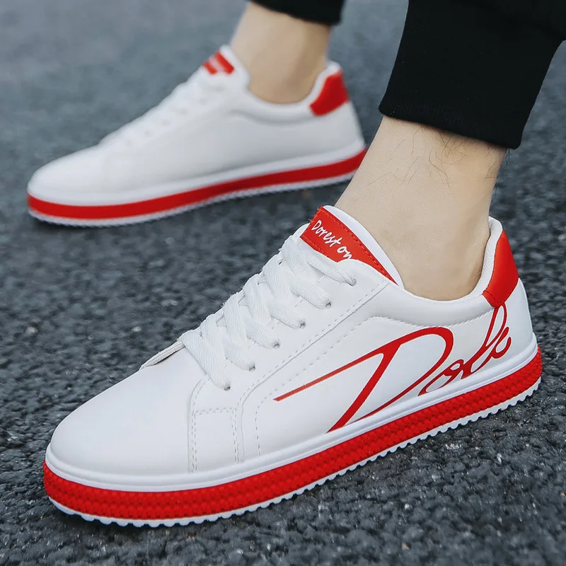 New Spring Autumn Men's Casual Shoes Hot-sale Classic White Sports Trainers Shoes Genuine Leather Men Skateboard Shoes T35