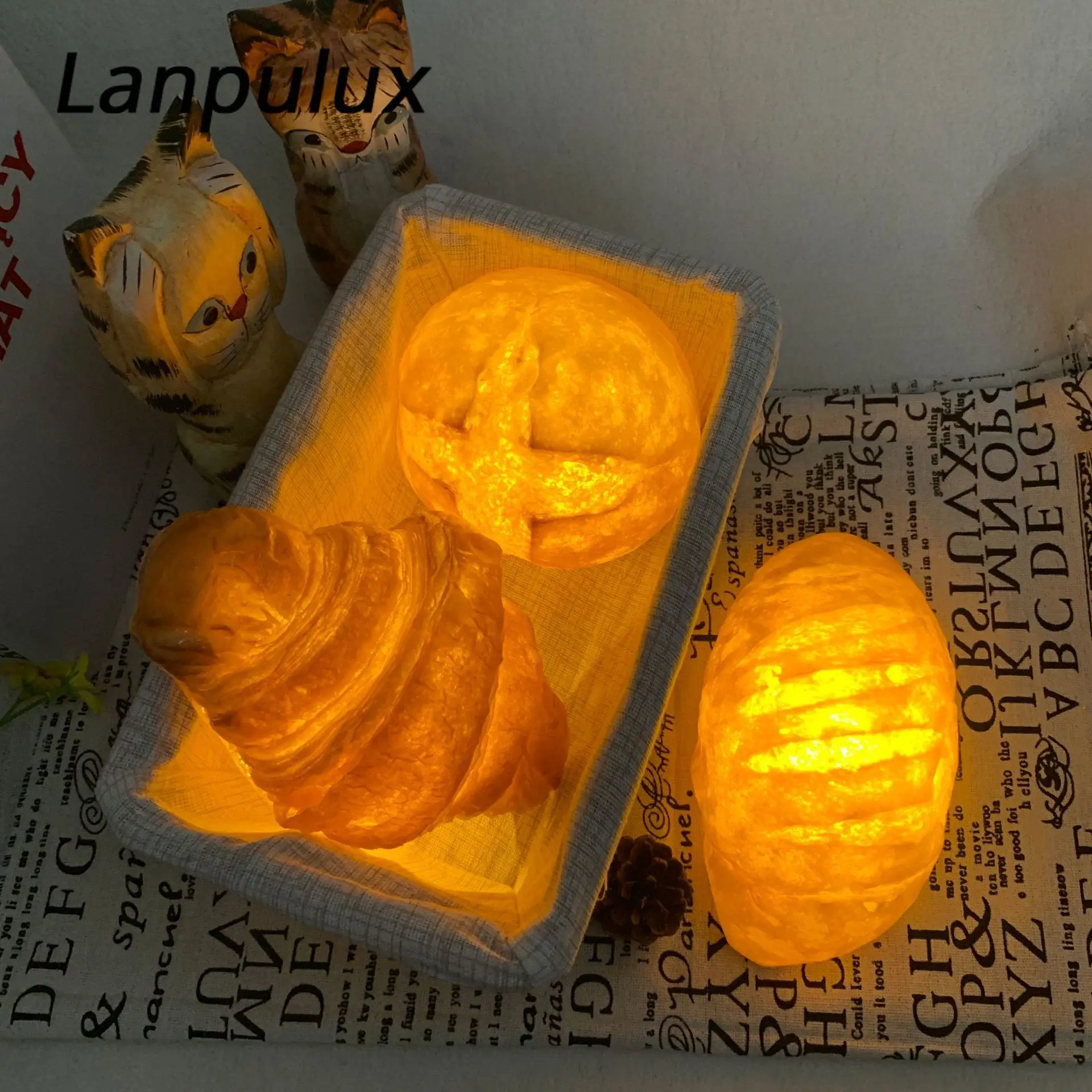 

Lanpulux Simulation Light Fixtures Bread Croissant Cross Bread Shape Lighting LED Toy Luminaria Home Decorative Night Lights