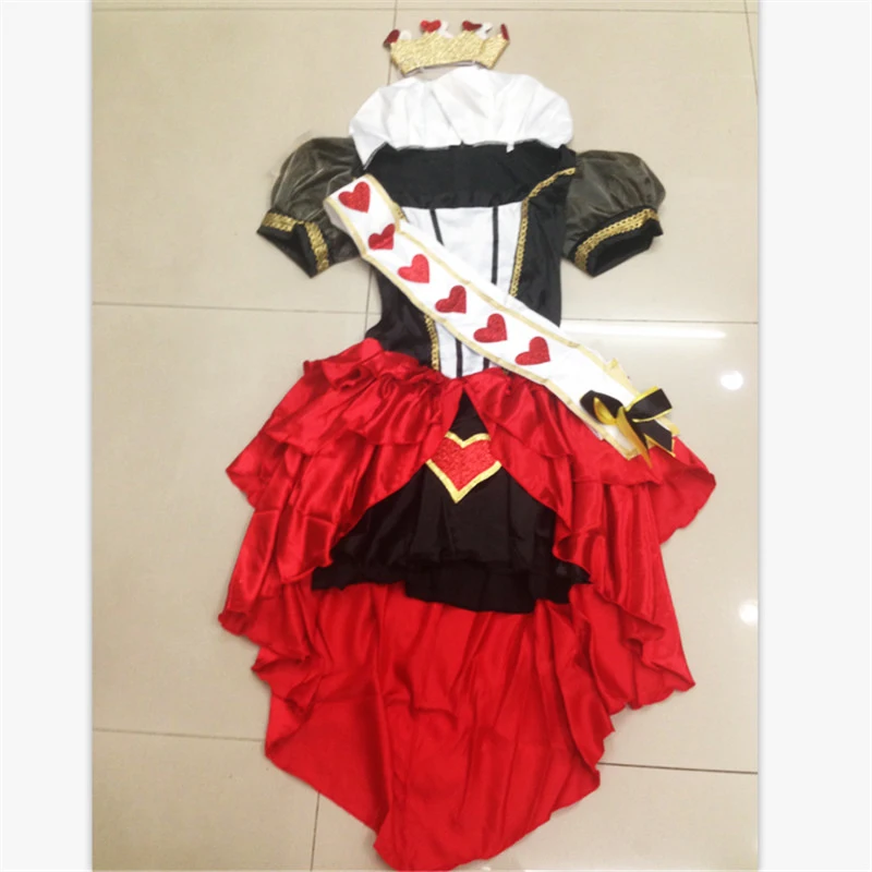 Новинка 2018 платье королевы сердец для взрослых с короной костюм на Хэллоуин