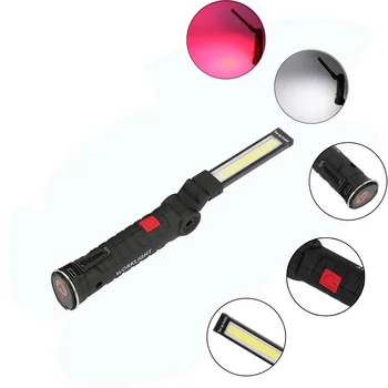 

Portable COB Flashlight LED Torch USB Rechargeable Work Light Magnetic COB lanterna Hanging Tent Lamp for Outdoor Camping