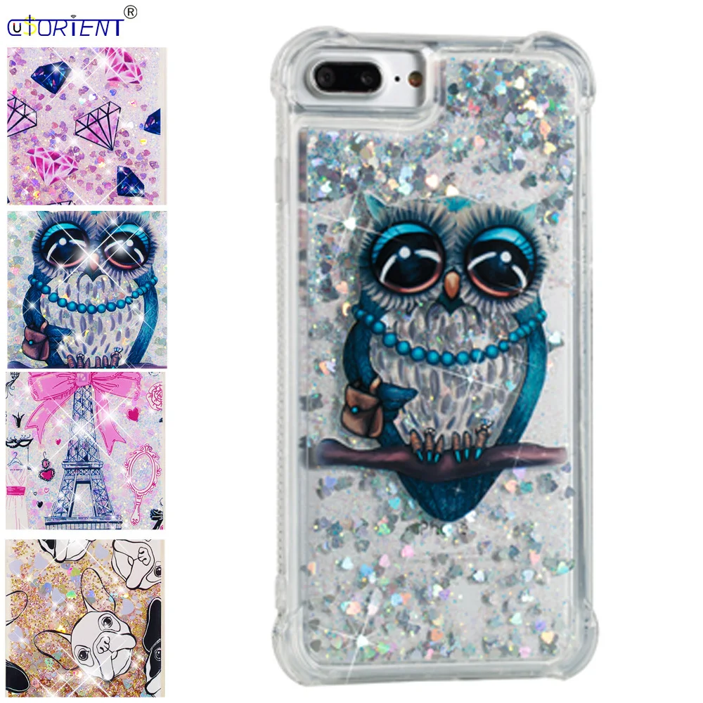 

For Apple iPhone 8 7 Plus Bling Glitter Dynamic Liquid Quicksand Fitted Case iPhone7 iPhone8 7P 8P Soft Silicone Bumper Cover