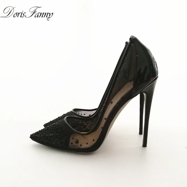 Doris Fanny Black Crystal Red Bottom 