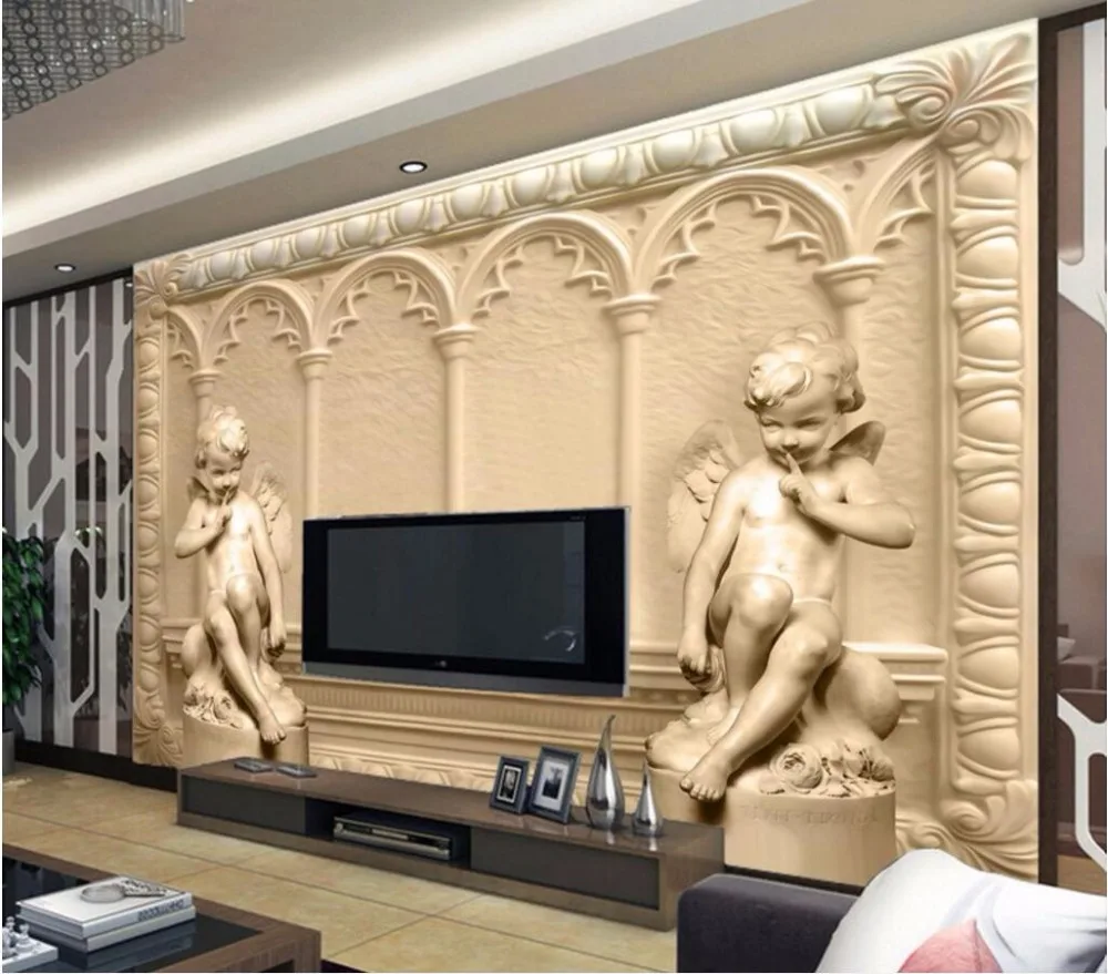 

Custom mural 3d photo wallpaper European background wall of Cupid relief painting 3d wall murals wallpaper for wall 3 d