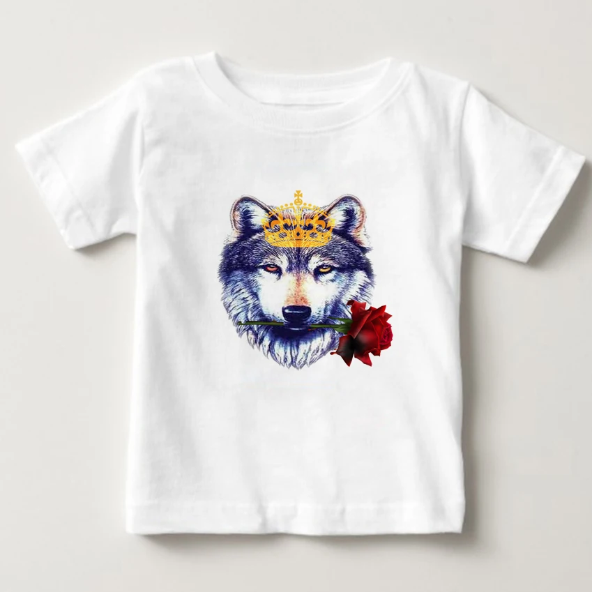 

2018 Summer 3D Wolf head T-shirt children round collar short sleeve T shirt kids fashion t shirt boy/girl cute Casual top tees N