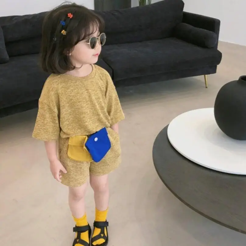 

Summer 2019 Girls Clothing Sets Baby Toddler Kids Girl Clothes Set Short Sleeve Solid Color T-Shirt + Shorts 2 Piece Suit JW4811