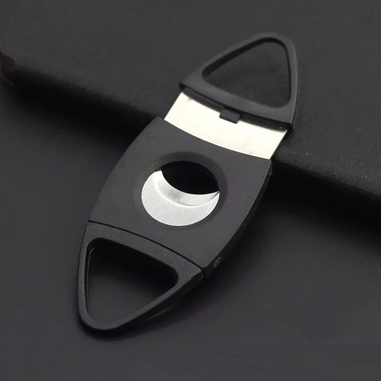 10 шт. ABS пластик нержавеющая сталь черный резак для сигар карманные двойные острые лезвия нож ножницы для курения табак ножницы гильотина