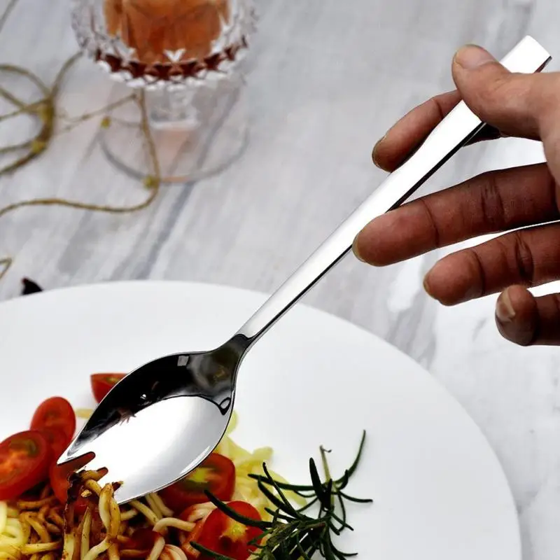 1Pc Stainless Steel Salad Forks Spoon Dessert Fruit Spoon Forks Useful