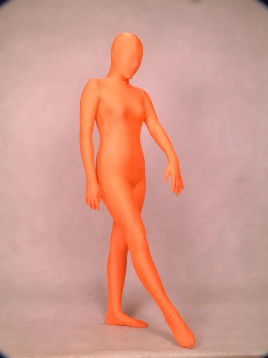 Cos телесный всего тела спандекс/комбинезон из лайкры костюмы косплей кожа Zentai взрослый купальник размер - Цвет: Orange