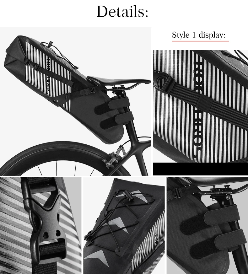 Excellent ROCKBROS Bike Bag Waterproof Reflective 10L Large Capacity Saddle Bag Cycling Foldable Tail Rear Bag MTB Road Trunk Bicycle Bag 19