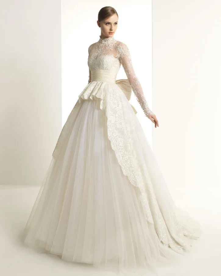 Lace Lange Mouwen abendkleider Hoge Hals Applicaties Romantische Bridal Baljurk Vestido De Noiva 2018 moeder van de bruid jurken Lace Lange Mouwen abendkleider Hoge Hals Applicaties Romantische Bridal Baljurk Vestido De Noiva 2018 moeder van de bruid jurken