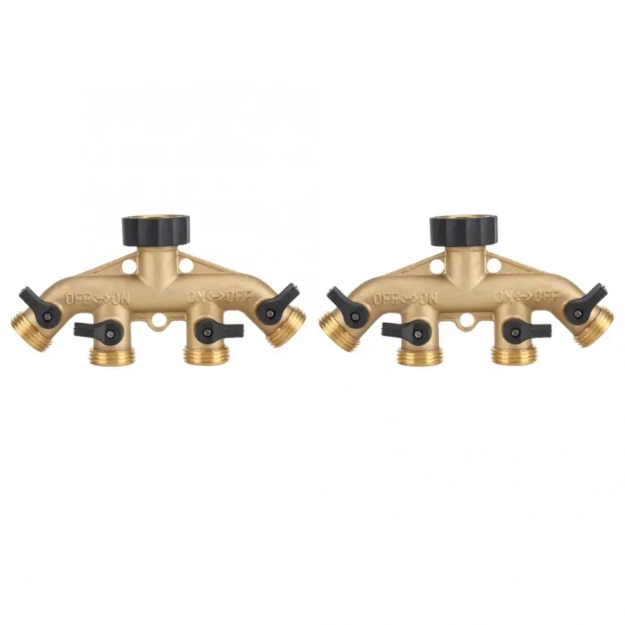 Электрический клапан 3/4 дюймов Латунь 4 способ распределительное устройство поливного шланга сопло переключатель кран разъемы для орошения сада Электрический магнитный