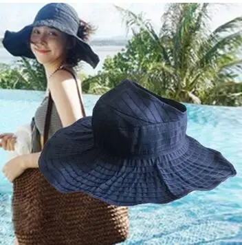 

2018 Korean version of the summer female fashion beach shade beach hat folding empty top sun hat adjustable