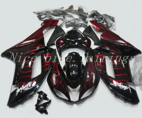 

3Gifts New Abs Motorcycle bike Fairings Kit Fit for kawasaki Ninja ZX6R 636 2007 2008 07 08 6R ZX-6R Bodywork custom red flame