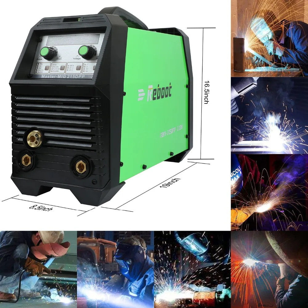 Reboot Mig Welder Pulse 220V Double Pulse/MIG/Stick/TIG 4 in 1 Multifunction Pulse MIG Welding Machine Aluminum Steel MIG Welder