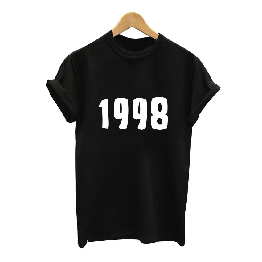 Повторяющийся 1998 Логотип Топ Для женщин футболка Повседневная рубашка Ladt