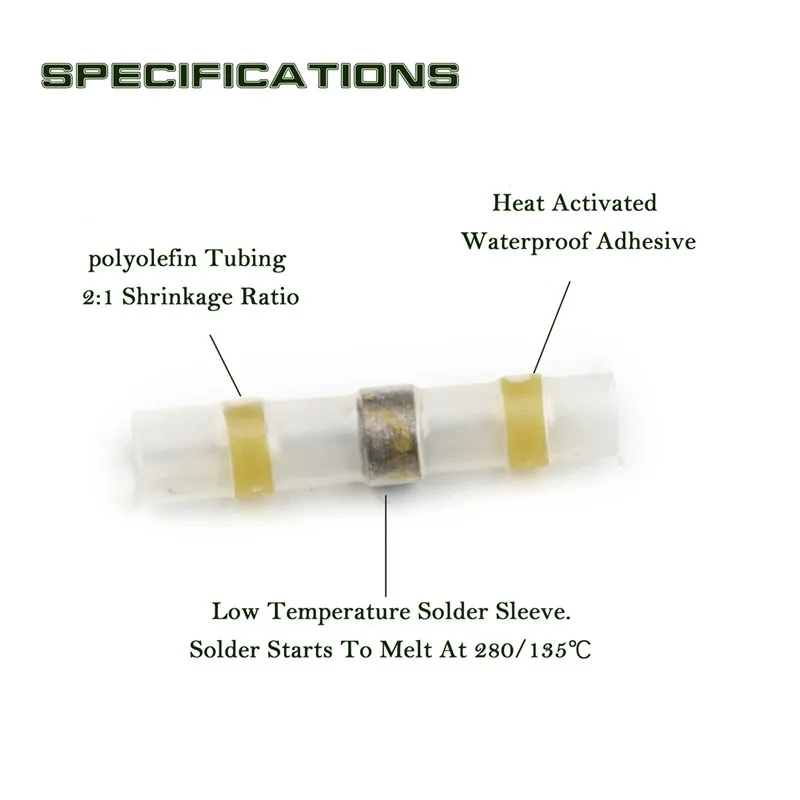 10 шт. термоусадочные сорные клеммы желтый Водонепроницаемый припой рукав трубки изолированные стыковые электрические провода разъемы комплект