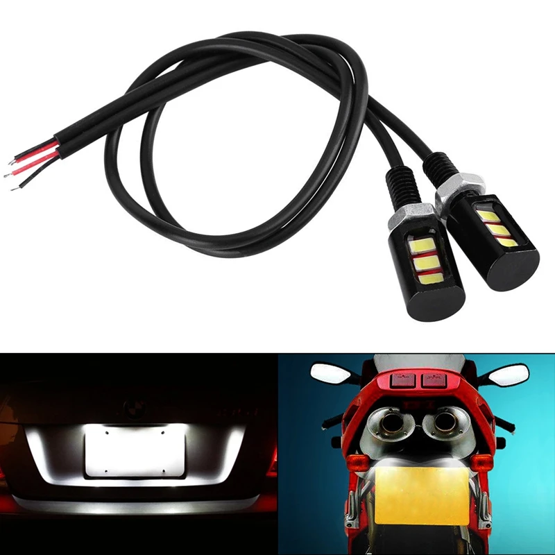 

SITAILE 2pcs LED License Plate Lights Lamp Bulbs Number Plate Light for Auto Motorcycle Boats 12V 3 LED Lights Car-styling