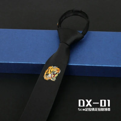 high quality black hide green 5CM Korean plate narrow tie boys and girls easy to pull no knot lazy ZIPPER TIE