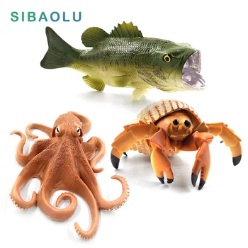 

Simulation Bass Fish Octopus Hermit Crab Animal Model miniature garden statue home decoration accessories decor fairy Figurine