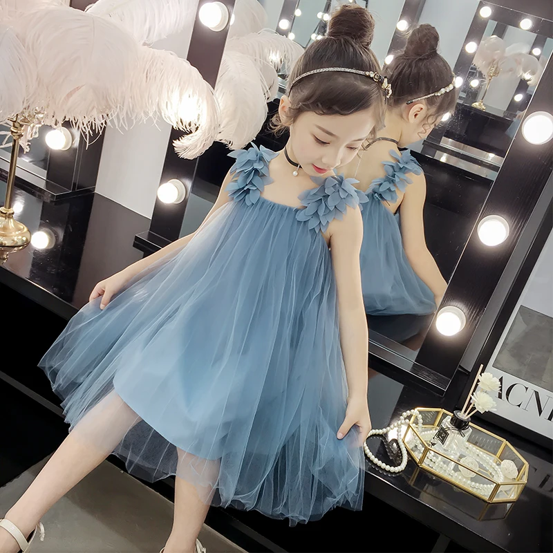 

Little Girls Princess Dresses Flower Solid Voile Thin Dresses Cute Party Costume baby Kids Girls Clothes 6 8 10 12 Years Vestido
