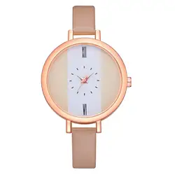 Для женщин часы розовое золото Циферблат роскошные женские наручные часы кожа Мода Повседневное платье часы для женщин кварцевые