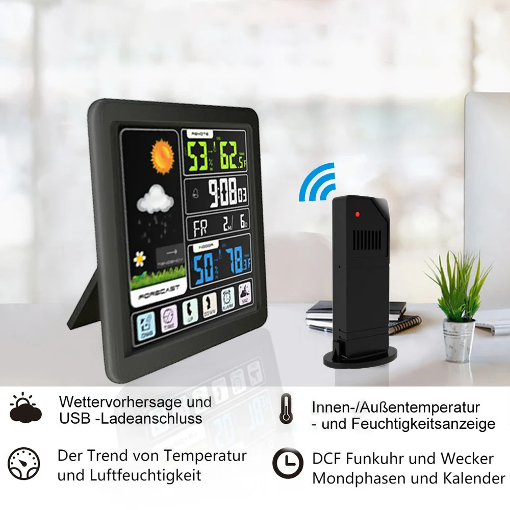 

Digital Weather Station Wireless Indoor Outdoor Wireless Weather Station Digital Clock Barometer Thermometer Hygrometer Sensor