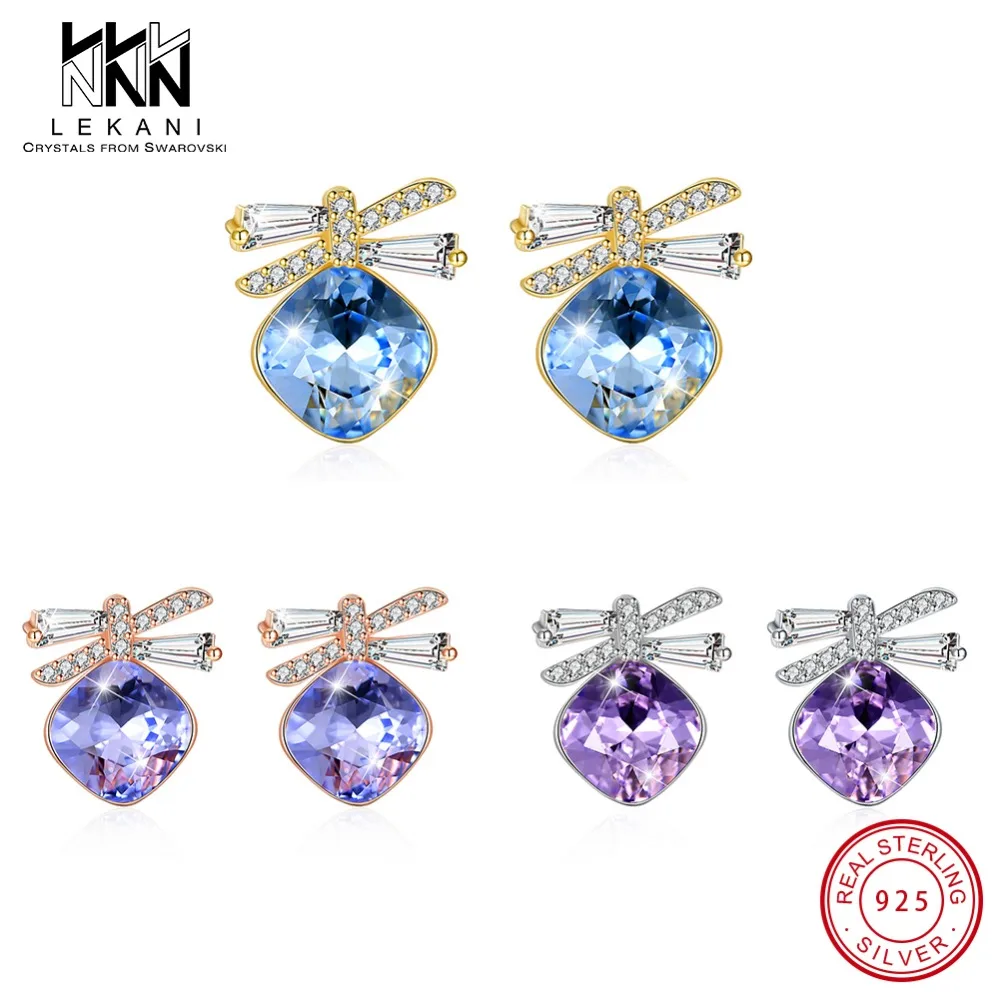 Женские серьги-Стрекоза Swarovski роскошные серьги цвета розового золота 585 пробы с