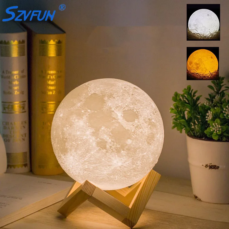 

Lampara Luna 3D Moon Lamp Night Light 2 Colors Change Touch Switch USB LED Moon Light Rechargeable for Home Decor Creative Gifts