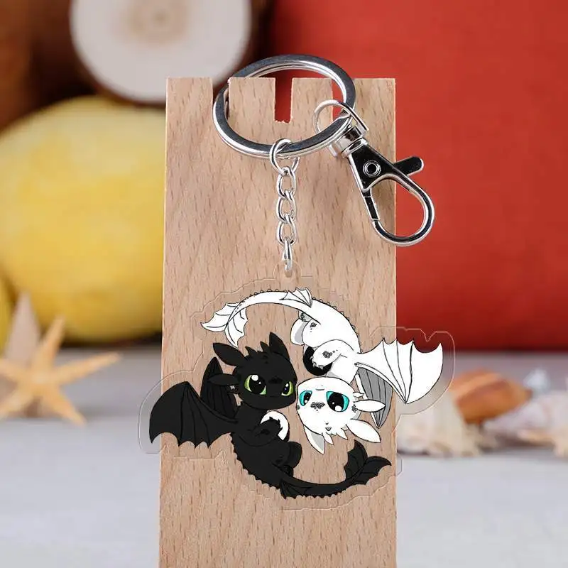 

How to Train Your Dragon PVC Keychain Toys Toothless Light Fury How to Train Dragon Night Fury Plastic Keyring Toys Cute Toy