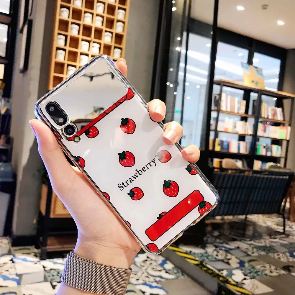 

For huawei P20 PRO/P30 PRO/honor v20 fashion Mirror sweet orange Strawberry Cases For huawei P30 High quality silicon TPU Case