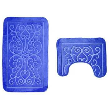 

3D Flower Toilet Mat Sets Stereo Embossing Velvet Bathroom Toilet Two-Piece Suits Solid Mats Door Floor Kitchen Rugs Decorations