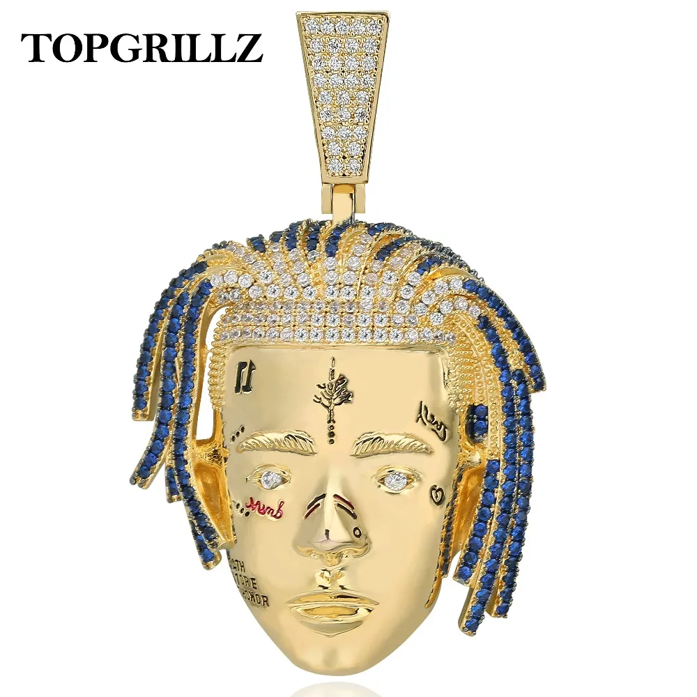 1827 56 De Descuentotopgrillz Rapero Personalizado Xxxtentacion Colgante Collar Hombres Hielo Hacia Fuera Cz Cadenas Hip Hoppunk Color Oro - 