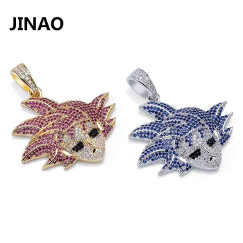 

JINAO Hip Hop Jewelry Anime Dragon Ball Gokan Pendant Iced Out Chain Cubic Zircon Necklace for Male Christmas Gifts