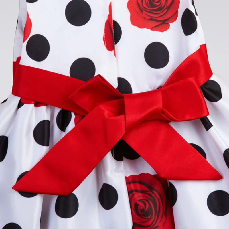 B&N Sleeveless Children Dresses Black Dot Red Bow Floral Dress Baby Infant Summer Party Dresses Princes Girls Costumes9