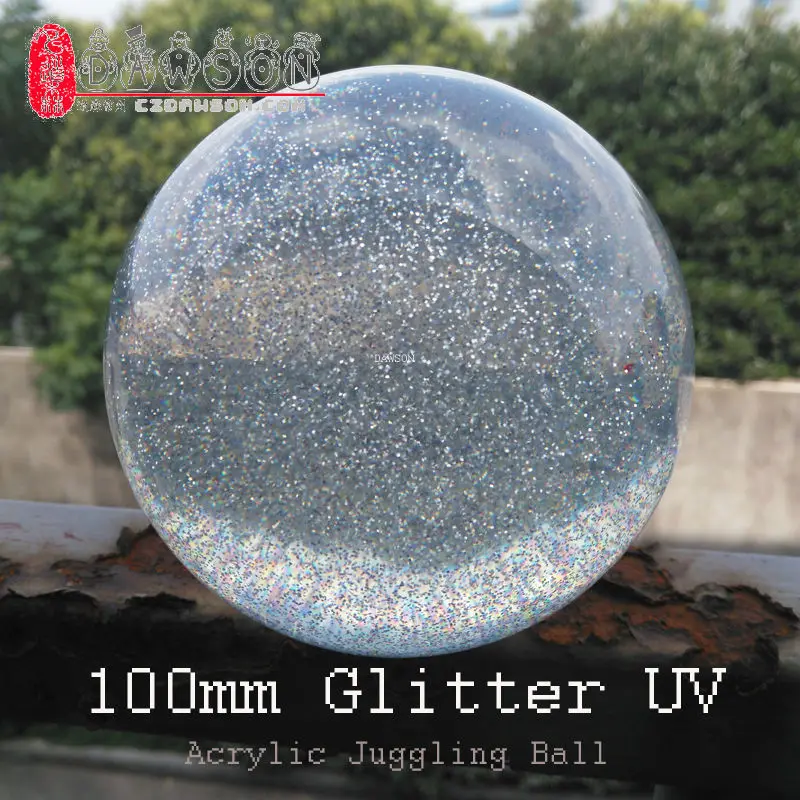 

Free Shipping 100mm Clear Crystal acrylic UV Ball/ Glitter UV Ball/ contact juggling/with good package/ magic props/New arrival