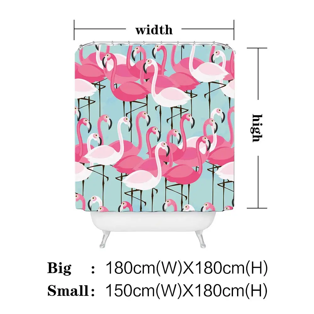 Miracille Розовый фламинго Современная занавеска для душа с водонепроницаемой полиэфирной тканью занавеска для ванной комнаты s для домашнего декора 12 крючков