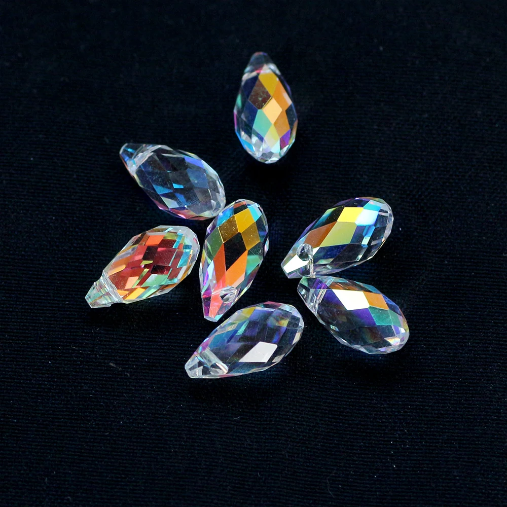 20pcs/lot Murano Glass Drop Clear Beads 5x11/7X14mm AB Color Crystal