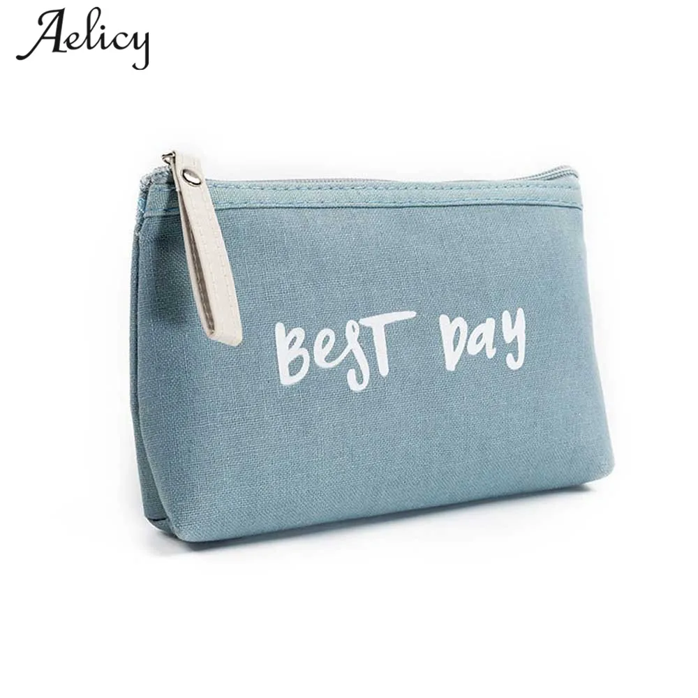 

Aelicy New Transer Fashion solid color Women Letters Cosmetic Canvasr Bag Zipper Coin Purse Wallet Card Holders Handbag female