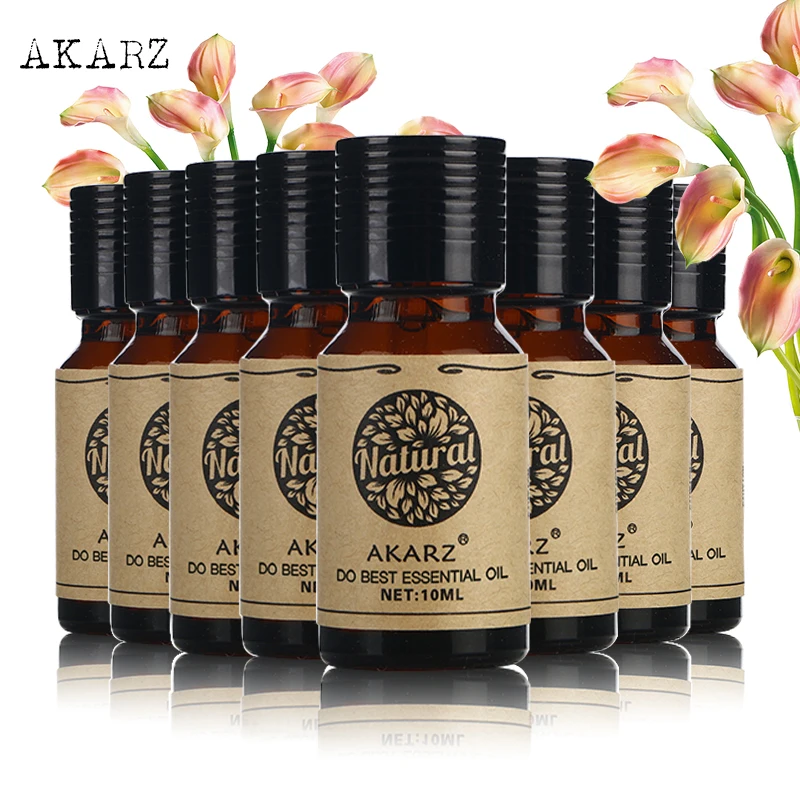 Akarz Value Pasti Cherry Blossom Rose Geranium Jasmine Lavanda Muschio Melissa Neroli Olio Essenziale Per La Cura Della Pelle 10Ml * 8