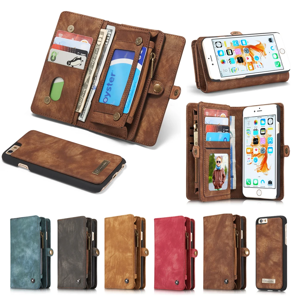 

Genuine Leather Wallet Case For iPhone 8 7 6 6s Plus 7 Plus 8 Plus Luxury Multi-functional Original Magnet Cover Phone Cases Bag