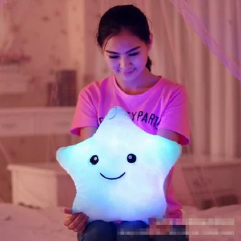 Kawaii Star Pillow Plush Toys Cute Luminous Pillow Toy Led Light Pillow Glow in Dark Plush Pillow Doll Toys for Children Kids