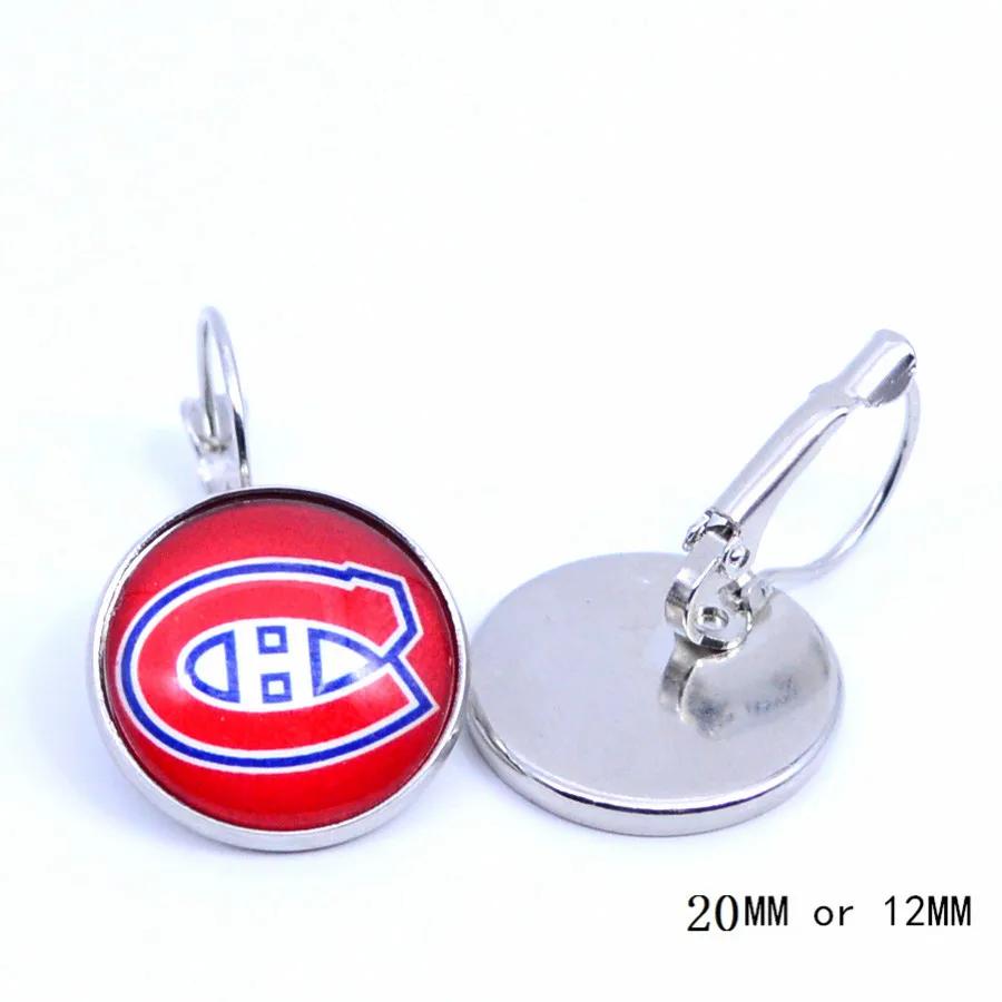 NHL Montreal Canadiens Earings Ice Hockey Charms Glass Cabochon French