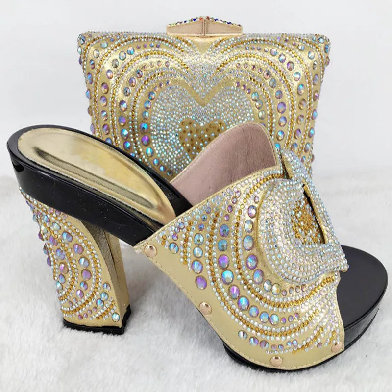 

2016 Hot Selling Italian Shoes And Matching Bags Set With Stones white Nigerian ladies Shoes And Bags To Match PPI25