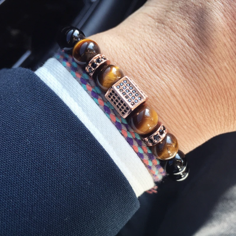 Браслет mcllroy мужской роскошный золотой с кубическим цирконием бусинами|bracelet
