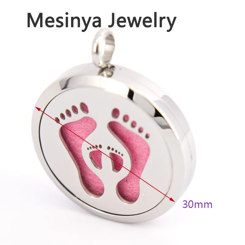 

10pcs mesinya baby's feet (30mm) Aromatherapy / 316L s.steel Essential Oils Perfume Diffuser Locket Necklace mother's day gift