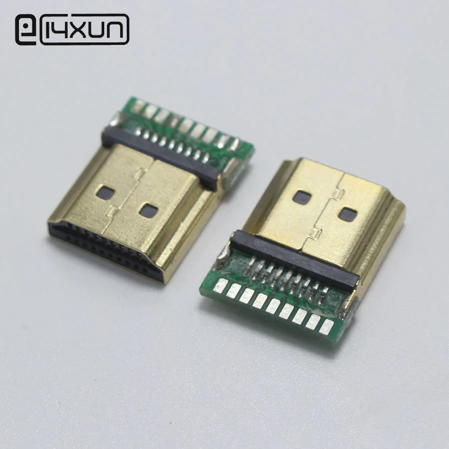 

EClyxun 1pcs Gold Plating HDMI Type A Standard Male Plug with PCB board 19P HDMI Connector (1.4)