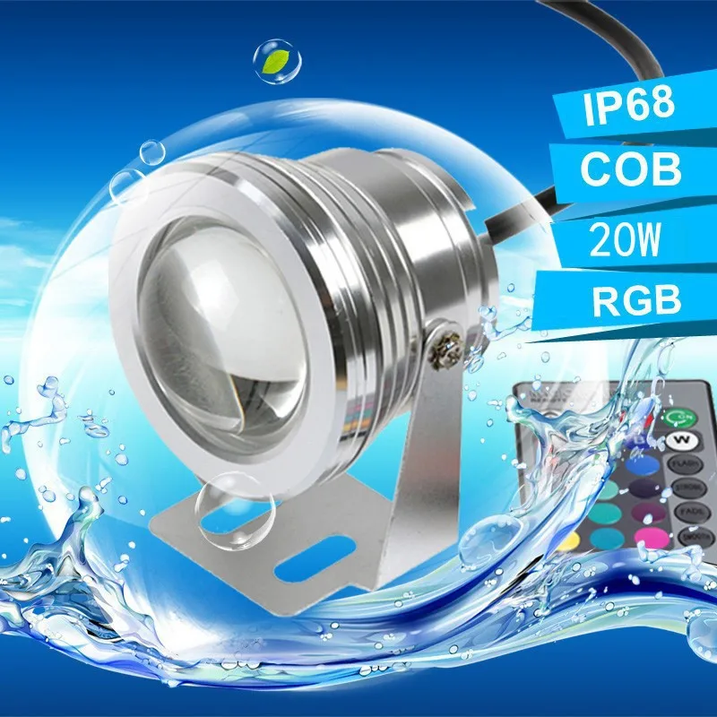 Colorida com Controle Luz do Ponto à Prova Luz ao ar Rgb Subaquática Dip68 Água Ip68 Fonte Piscina Lâmpada 16 Mudança Remoto ir Livre 20 w 12 v Led 4 underwater spot light