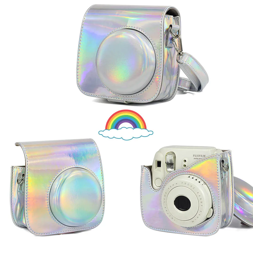 Fancy Silver Чехол для Камеры Fujifilm Instax Mini из искусственной кожи с плечевым ремнем для камеры Instax Mini 9 Mini 8 Mini 8 - Цвет: Fancy Silver