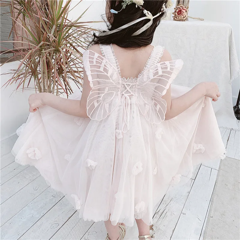 Г. Высококачественная летняя детская одежда нарядное платье принцессы на бретельках с милыми бабочками и цветами для девочек Детские бальные платья феи