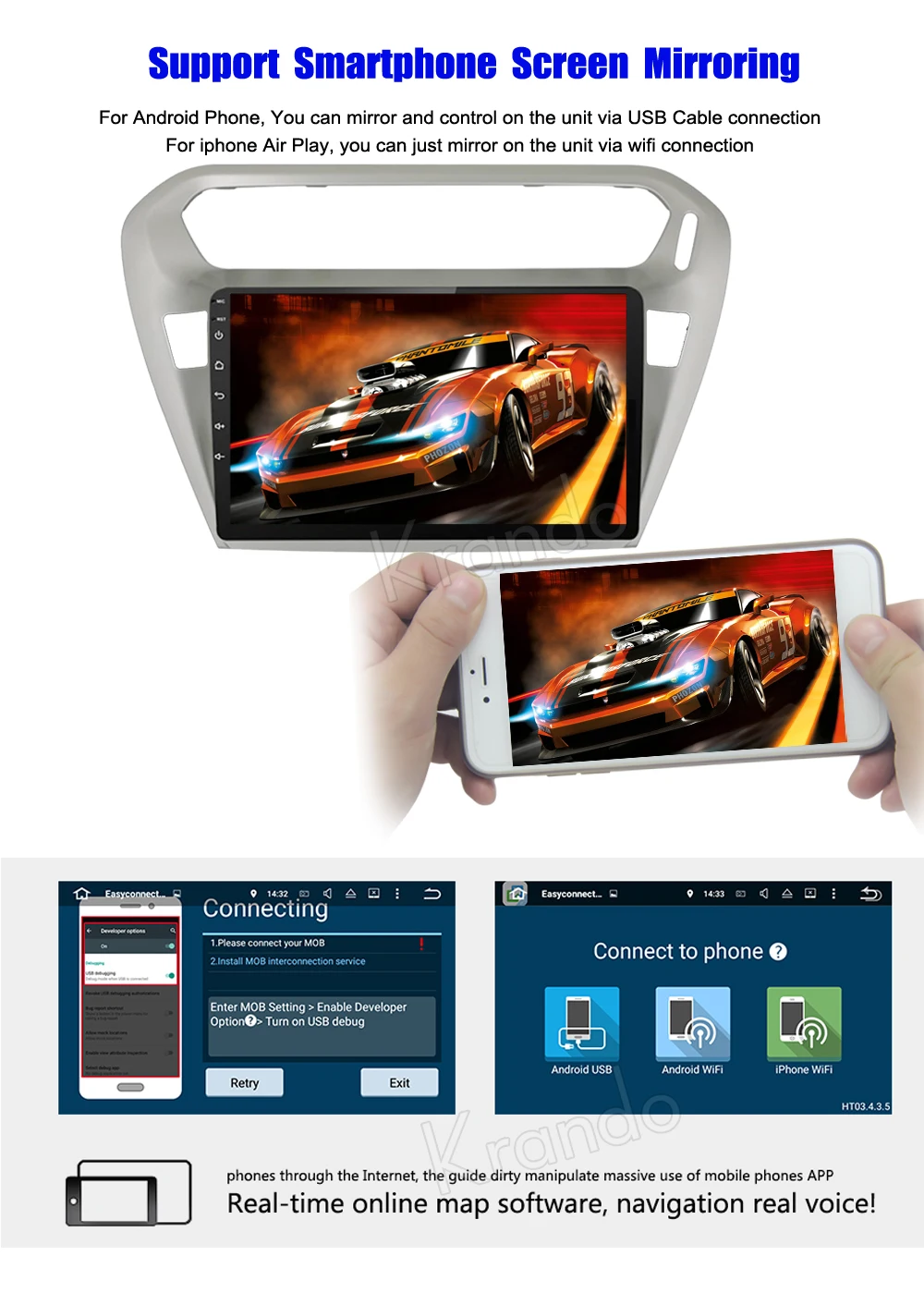 Excellent Krando Android 8.1 10.1"(no dvd) car gps radio for peugeot 301 citroen elysee 2014+ multimedia system navigation 4G LTE 2G RAM 9